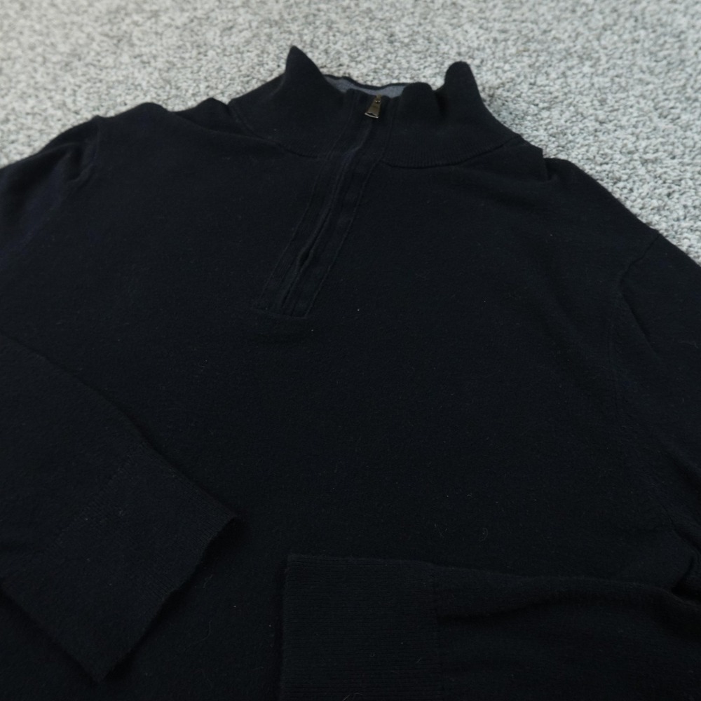 Banana Republic Sweater Mens L Black Pullover 1/4 Zip Mock Neck Knit Preppy Soft